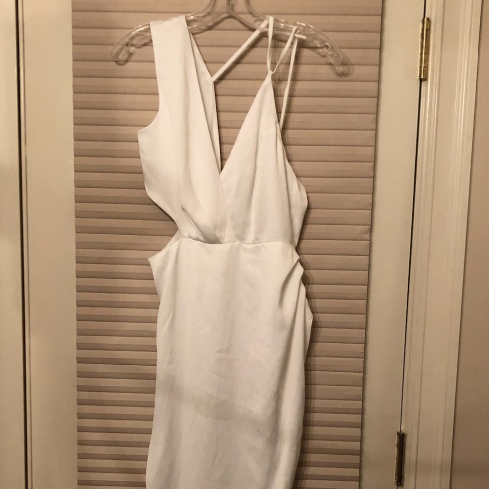 White Asymmetrical Cocktail Formal Dress